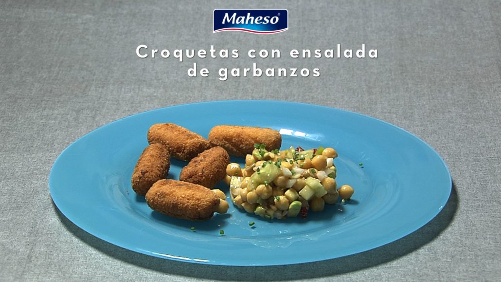 Croquetas Sin Gluten con ensalada de garbanzos